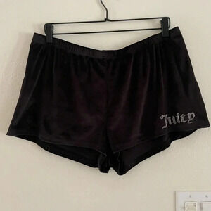 Juicy Couture Velour Velvet Black Rhinestone Logo Sleep Casual Short Womens XL